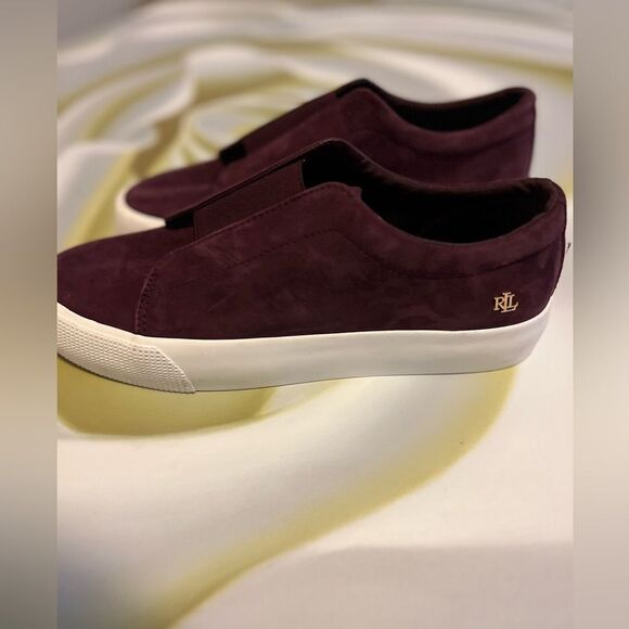 Ralph Lauren Women's Burgundy Isla Sheep Suede Slip-On Sneaker 🔥NEW🔥 - Picture 8 of 8